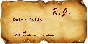 Reith Jolán névjegykártya